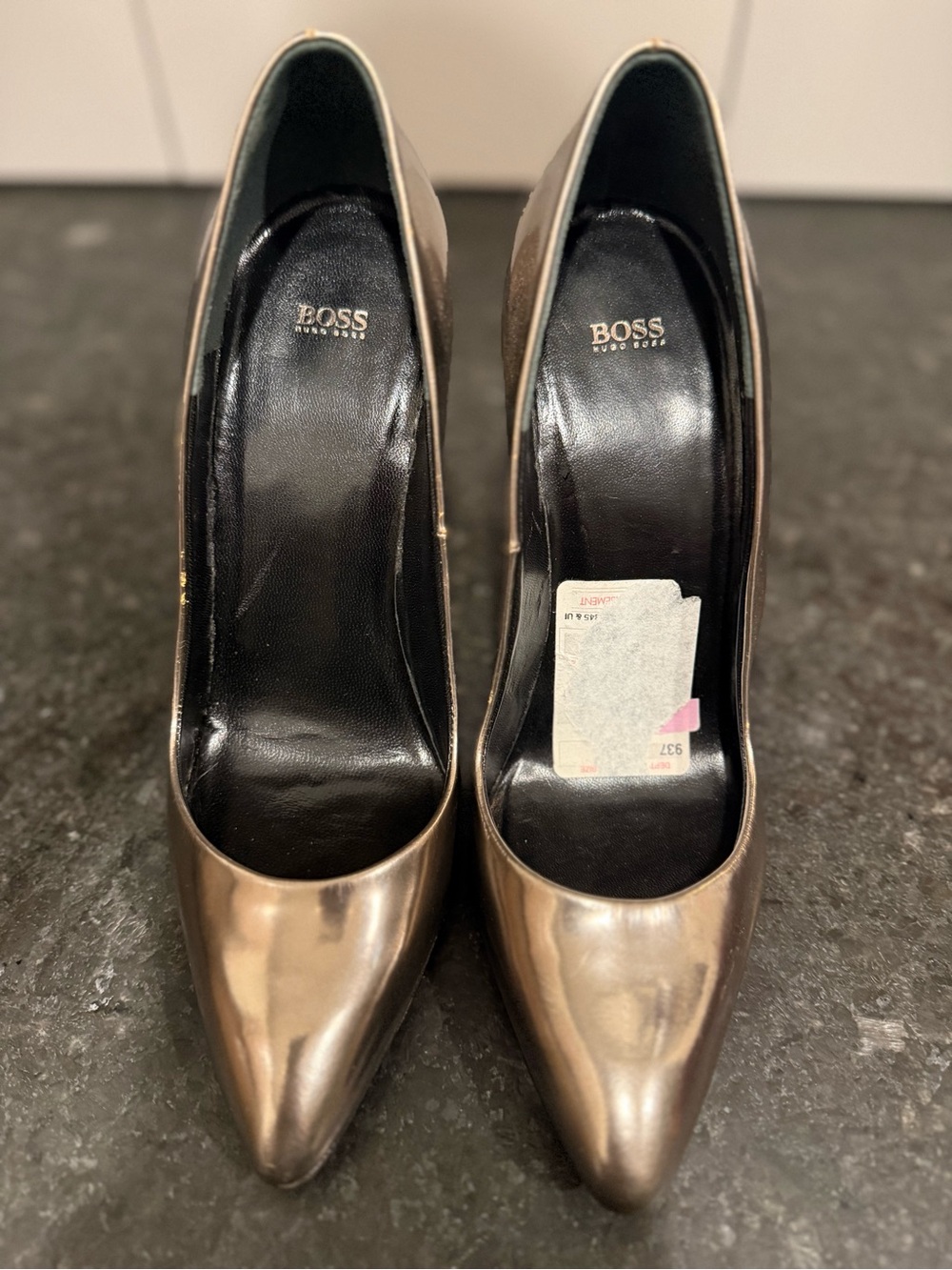 BOSS Metallic Bronze Pointed-Toe Pumps